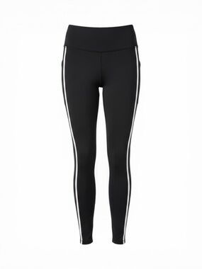 High-Waist Black Leggings with Side Stripes